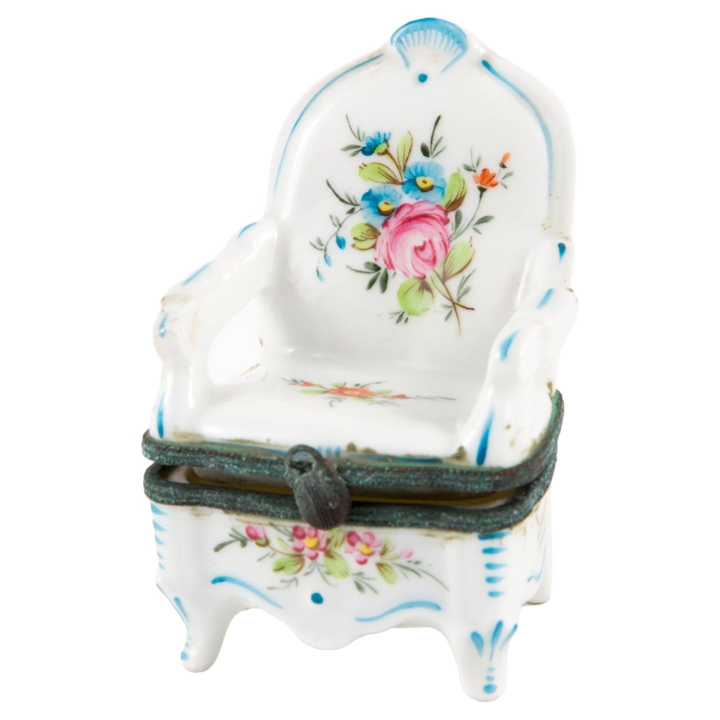 Porcelain Armchair Jewelry Box For Sale
