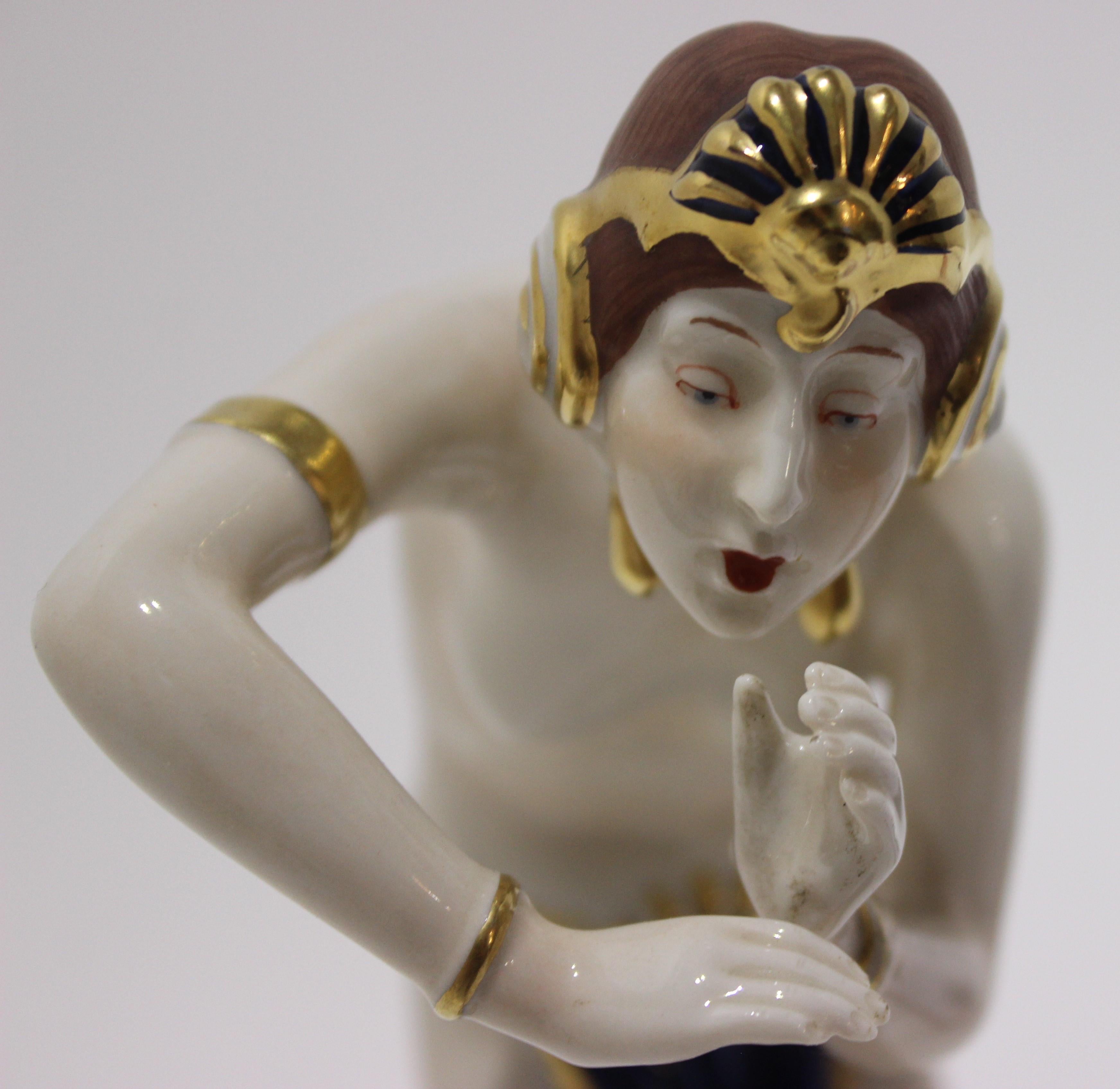 Porcelain Art Deco Snake Charmer Figurine For Sale 4