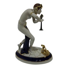 Porcelain Art Deco Snake Charmer Figurine