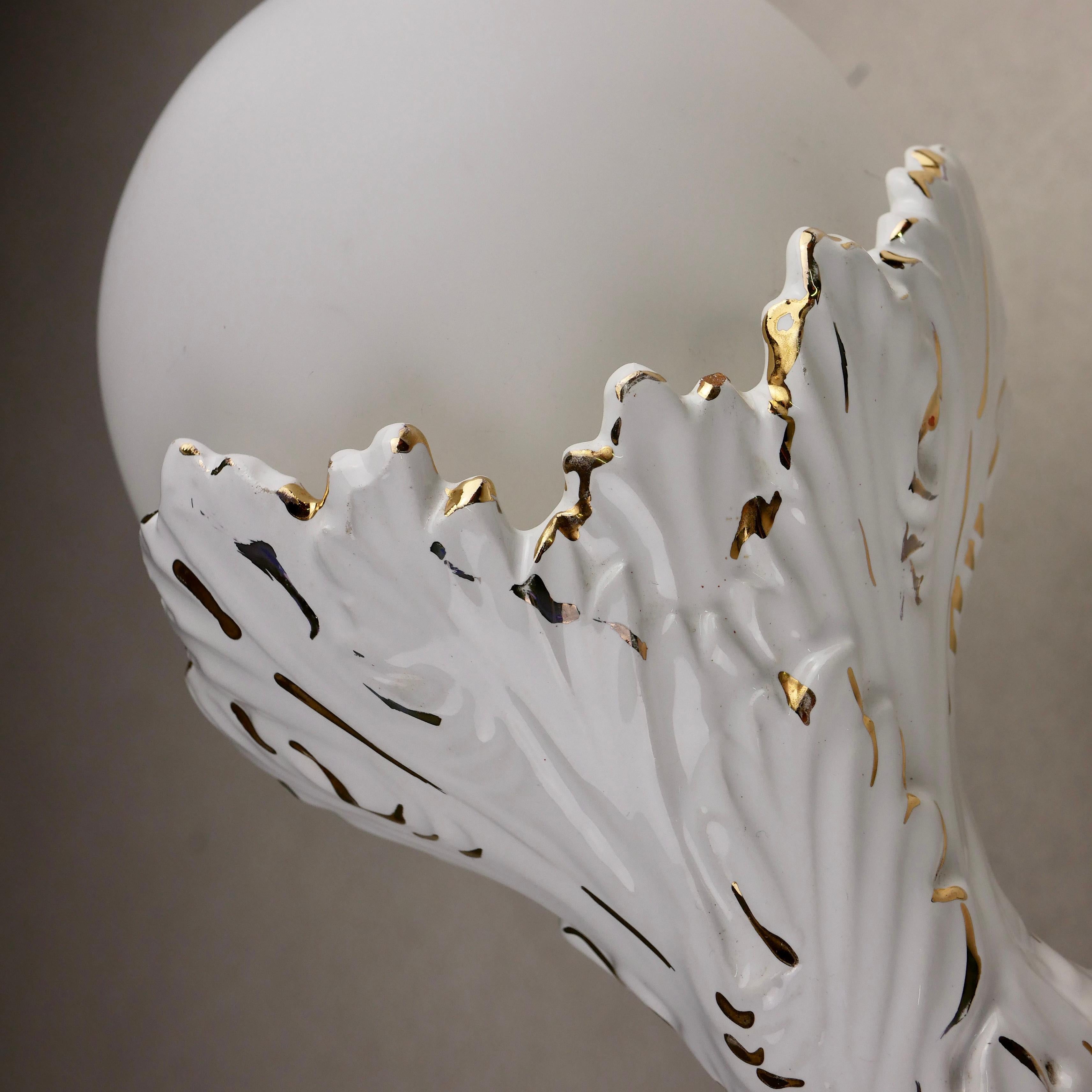 Ceramic Porcelain Art Deco Style Organic Wall Light from the Netherlands, 1950s For Sale