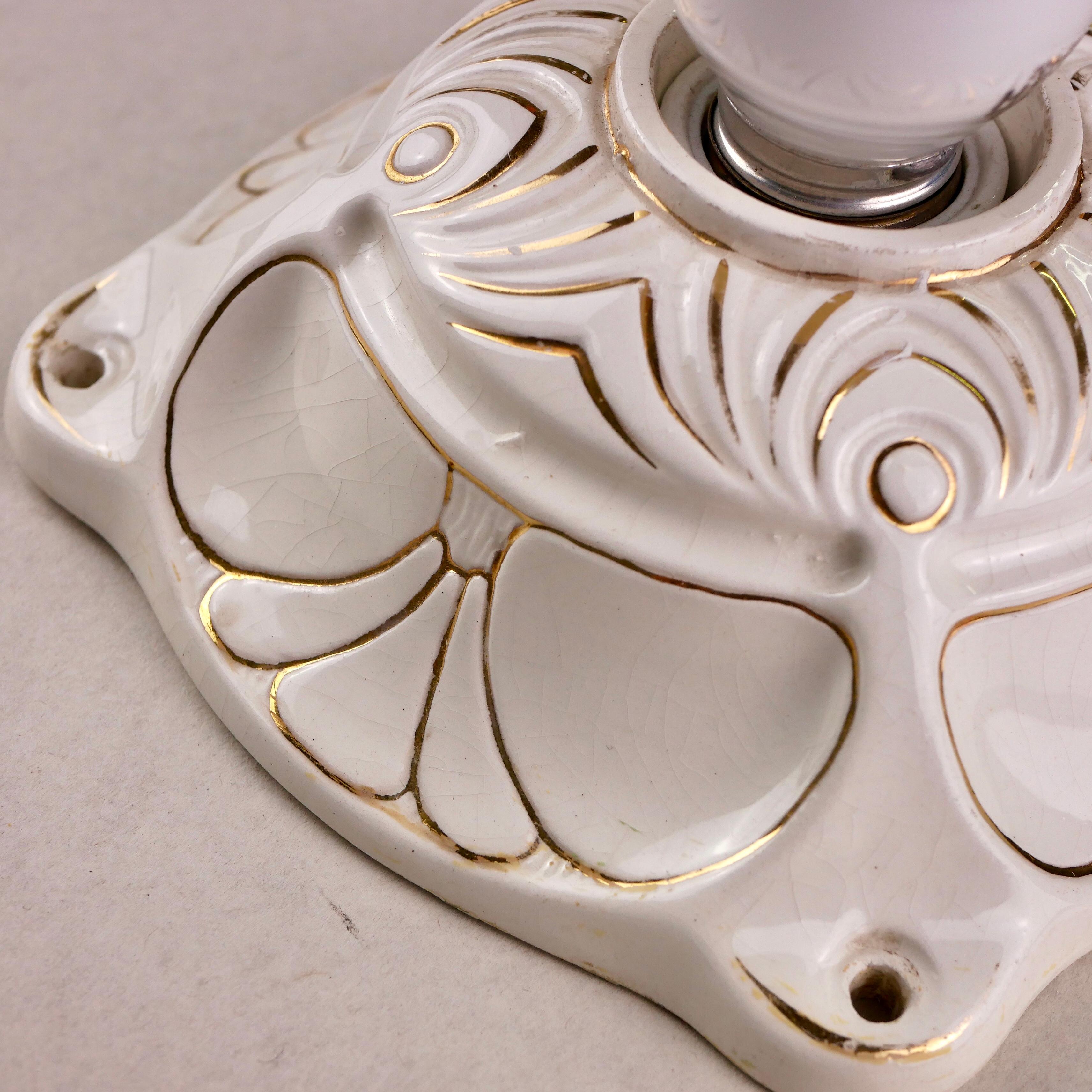 Porcelain Art Deco Style Wall Light from the Netherlands, 1940s 6