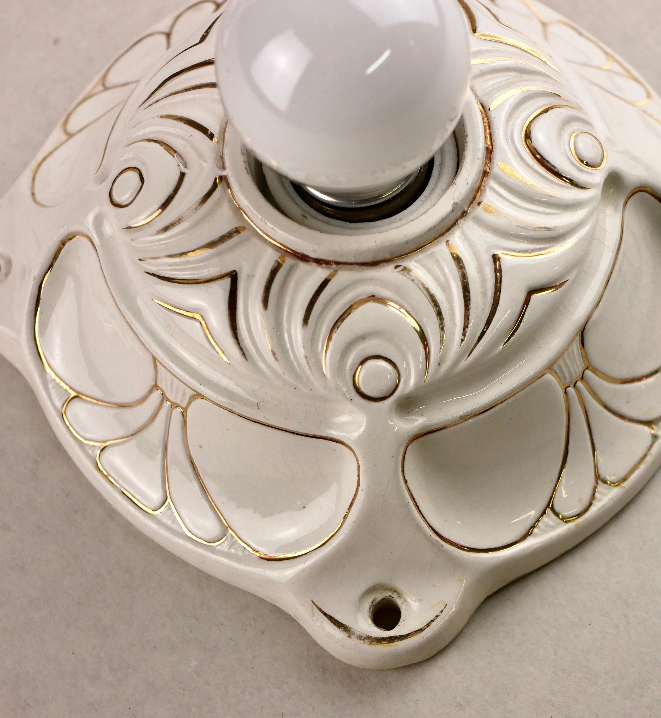 Porcelain Art Deco Style Wall Light from the Netherlands, 1940s 1