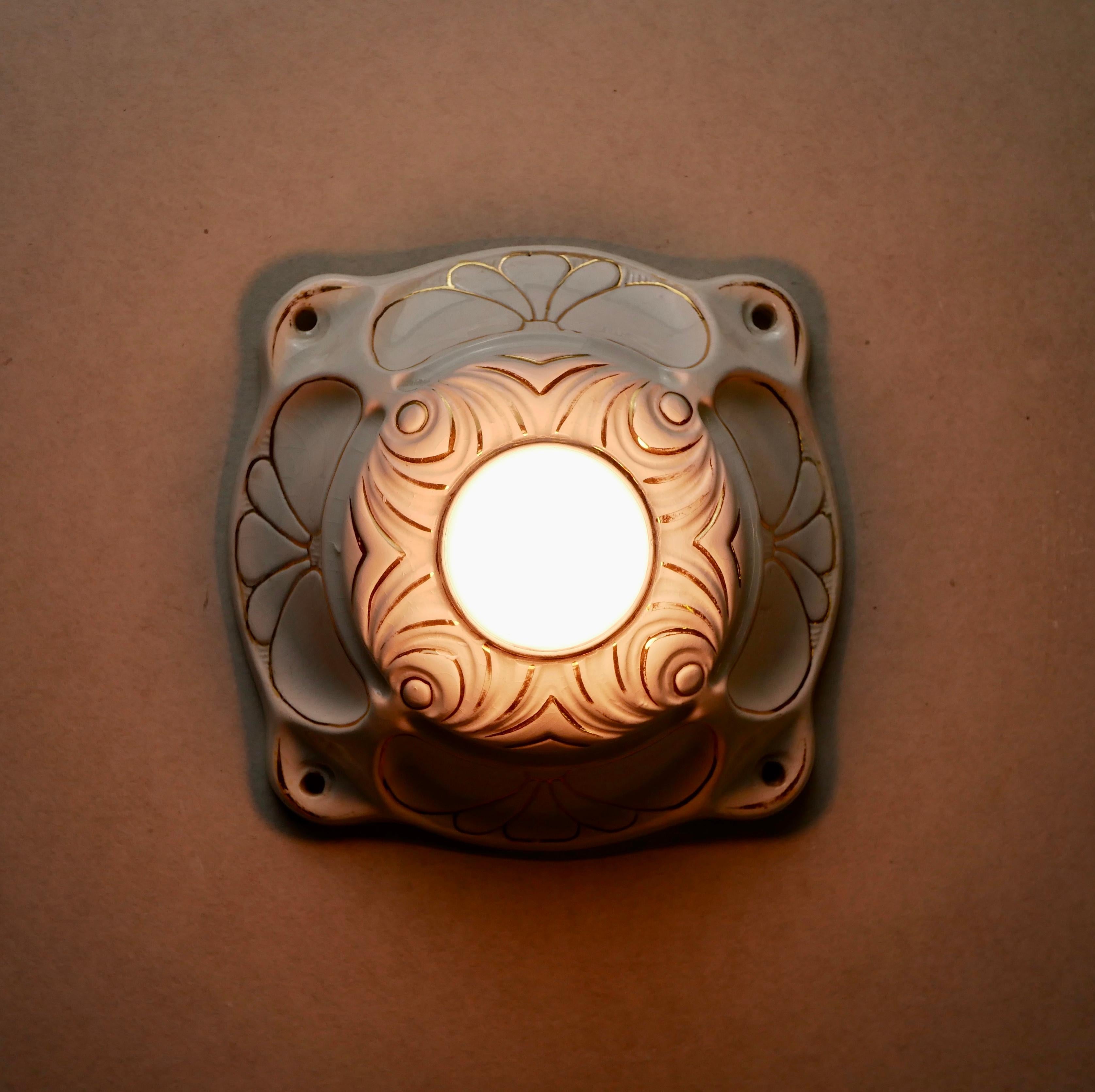 Porcelain Art Deco Style Wall Light from the Netherlands, 1940s 3
