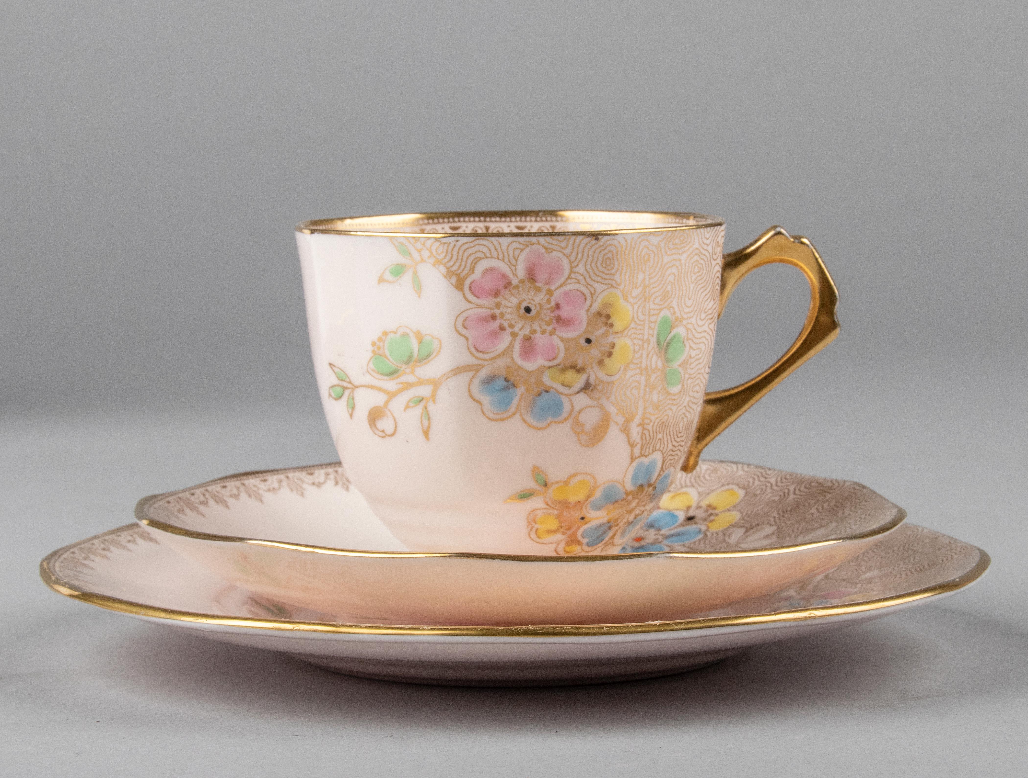 Service à thé Art Déco en porcelaine pour 10 personnes fabriqué par Tuscan England Model Plant en vente 8