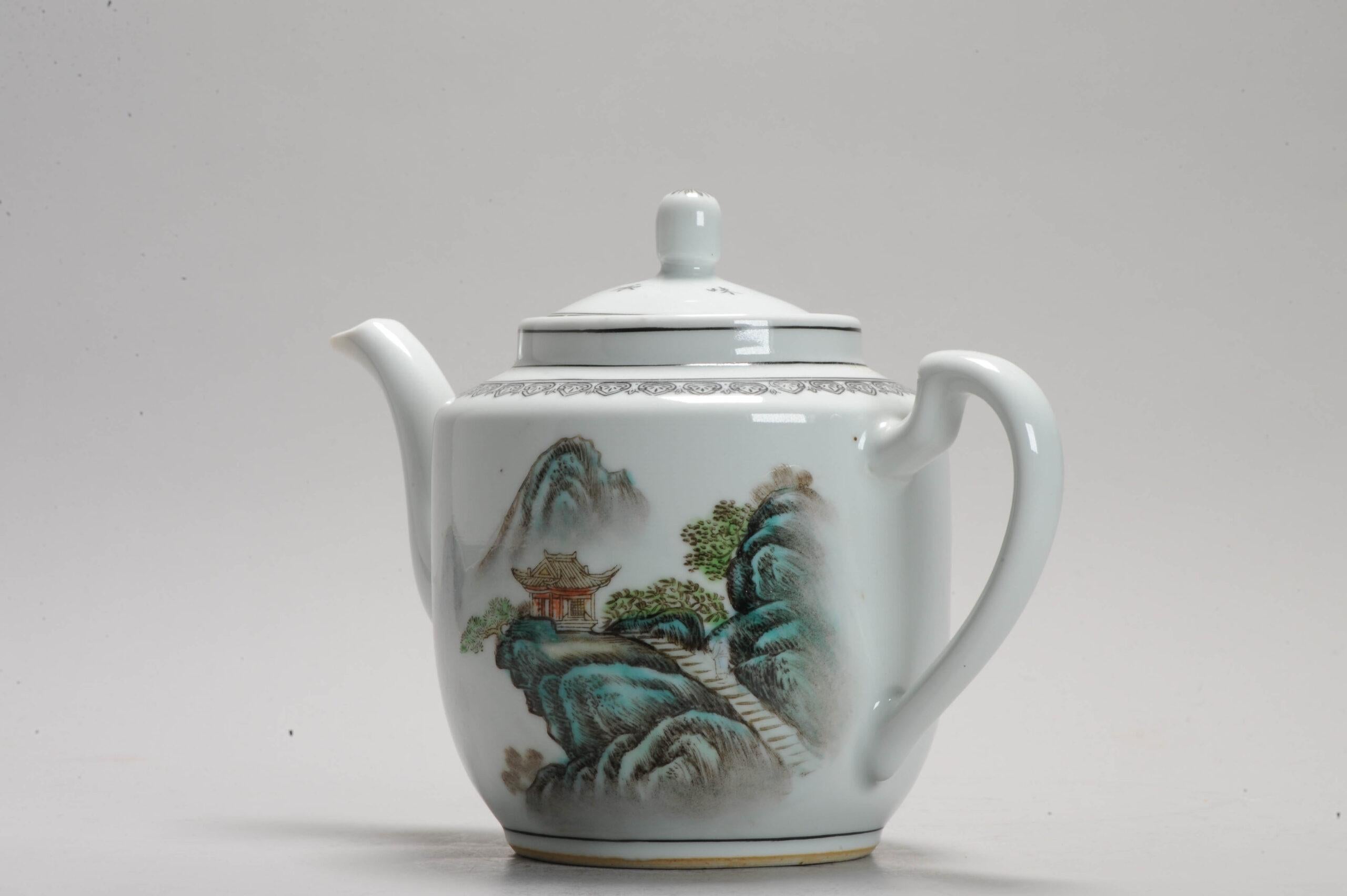 XX secolo Arte in porcellana! Proc 1960/1980 Teiera con fiori e poesia in porcellana CHINA in vendita