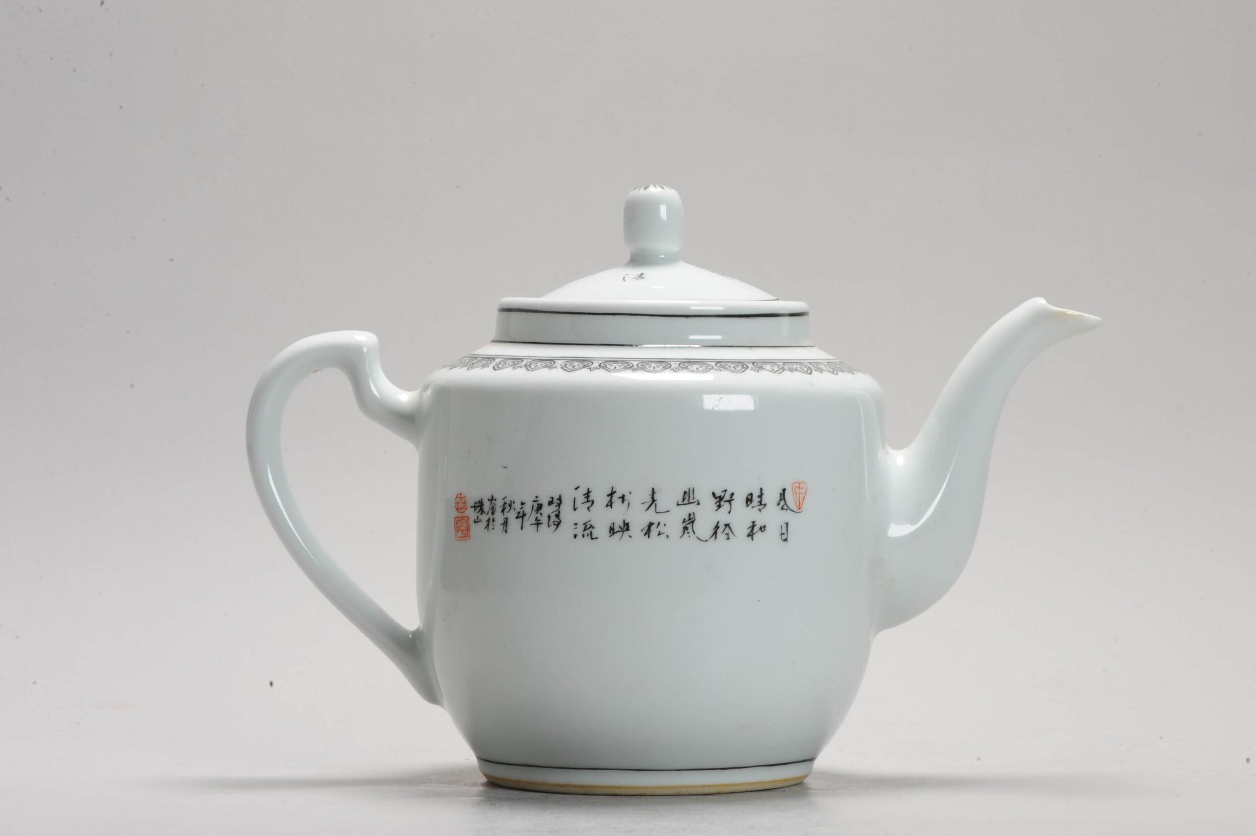 Arte in porcellana! Proc 1960/1980 Teiera con fiori e poesia in porcellana CHINA in vendita 1