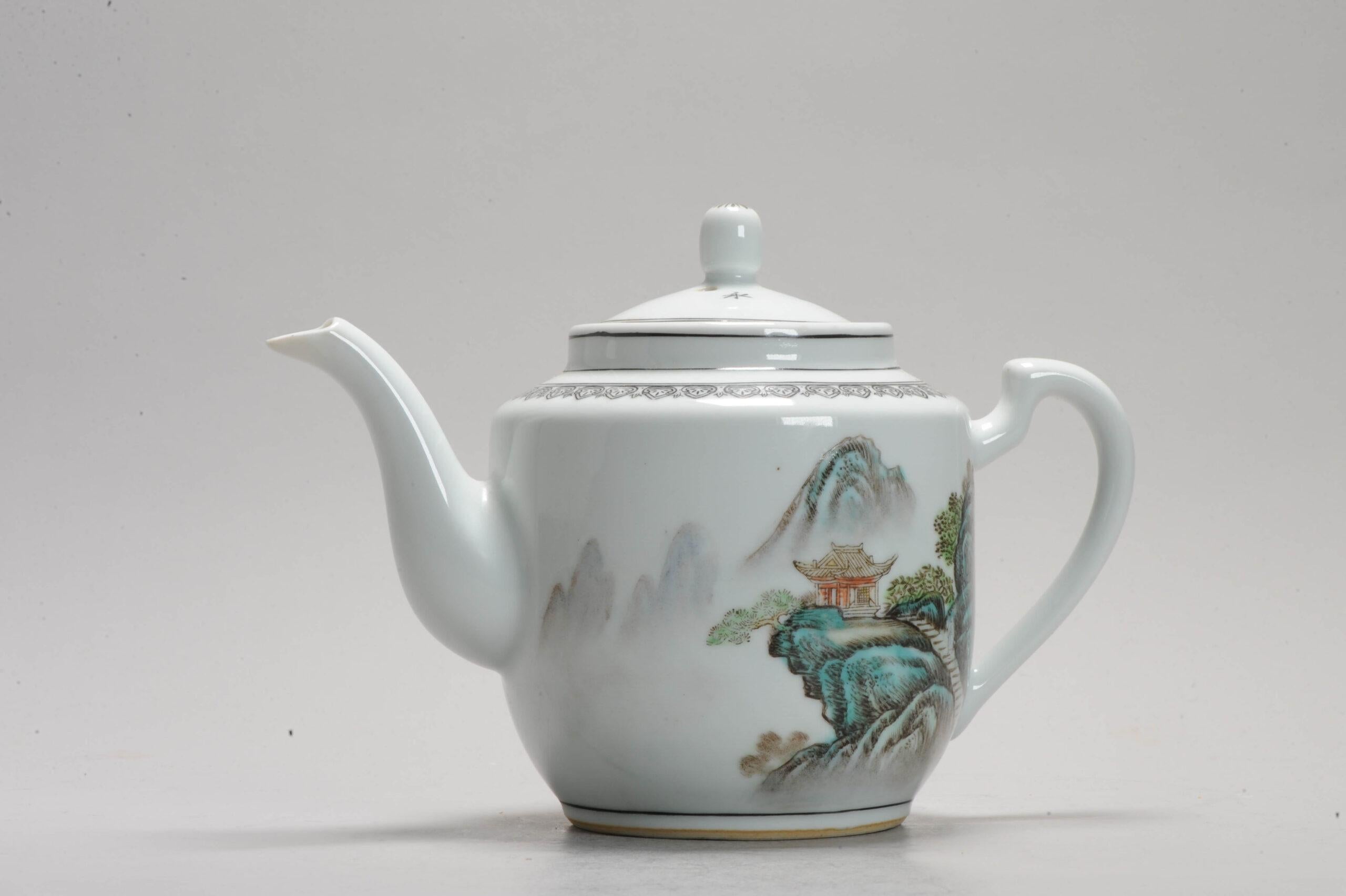 Arte in porcellana! Proc 1960/1980 Teiera con fiori e poesia in porcellana CHINA in vendita 2