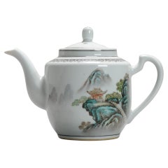 Vintage Porcelain Art! Proc 1960/1980 Teapot With Flowers and Poem Porcelain CHina