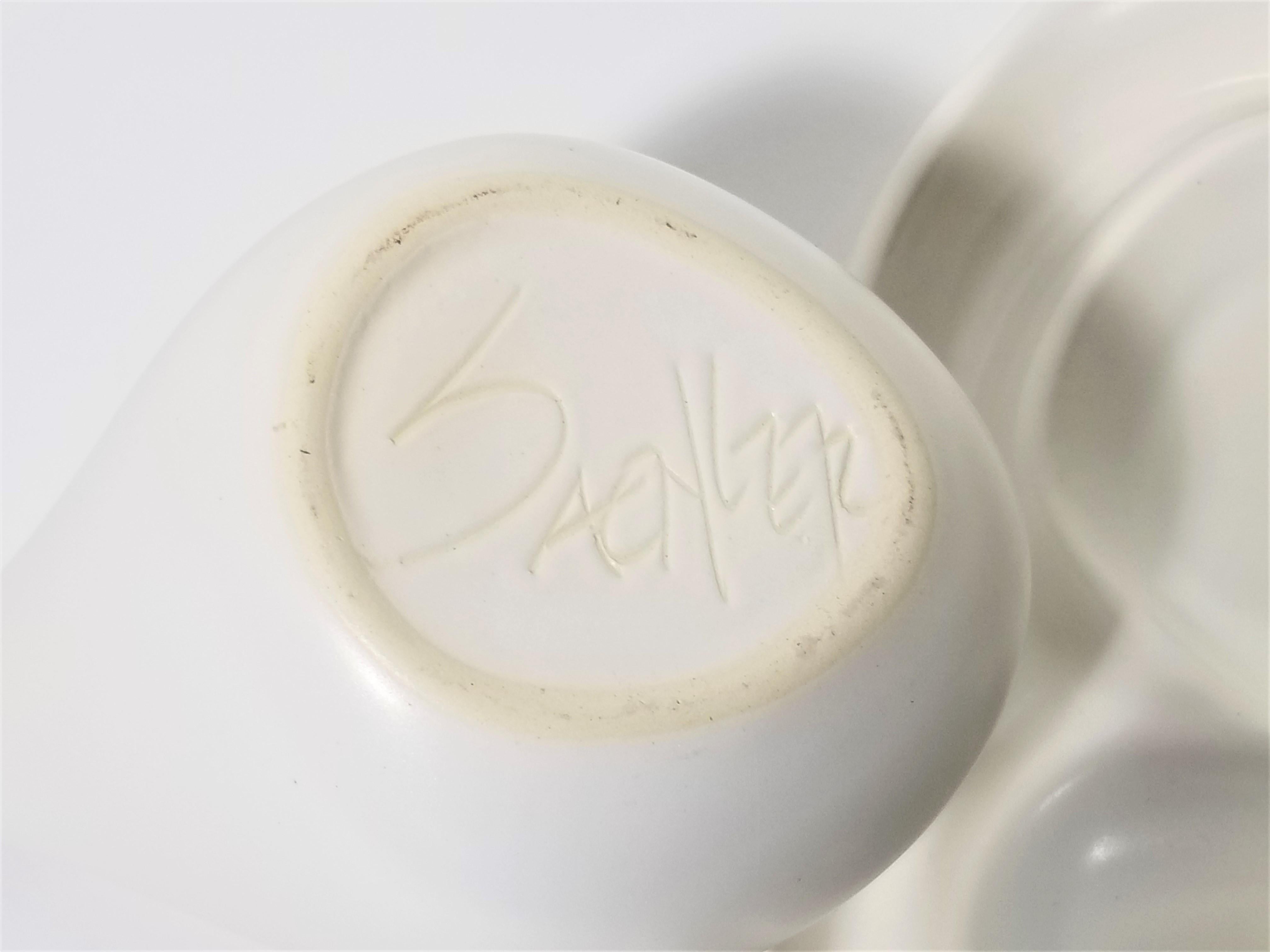 Porcelain Artist Signed Sculptural Modernist Cream and Sugar Set For Sale 9