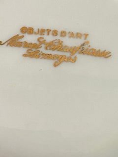 Porcelain Ashtray, Guilt and Blue Color, Limoges, France, Early 20th Century