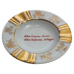 Cendrier de Limoges peint à la main France années 1960