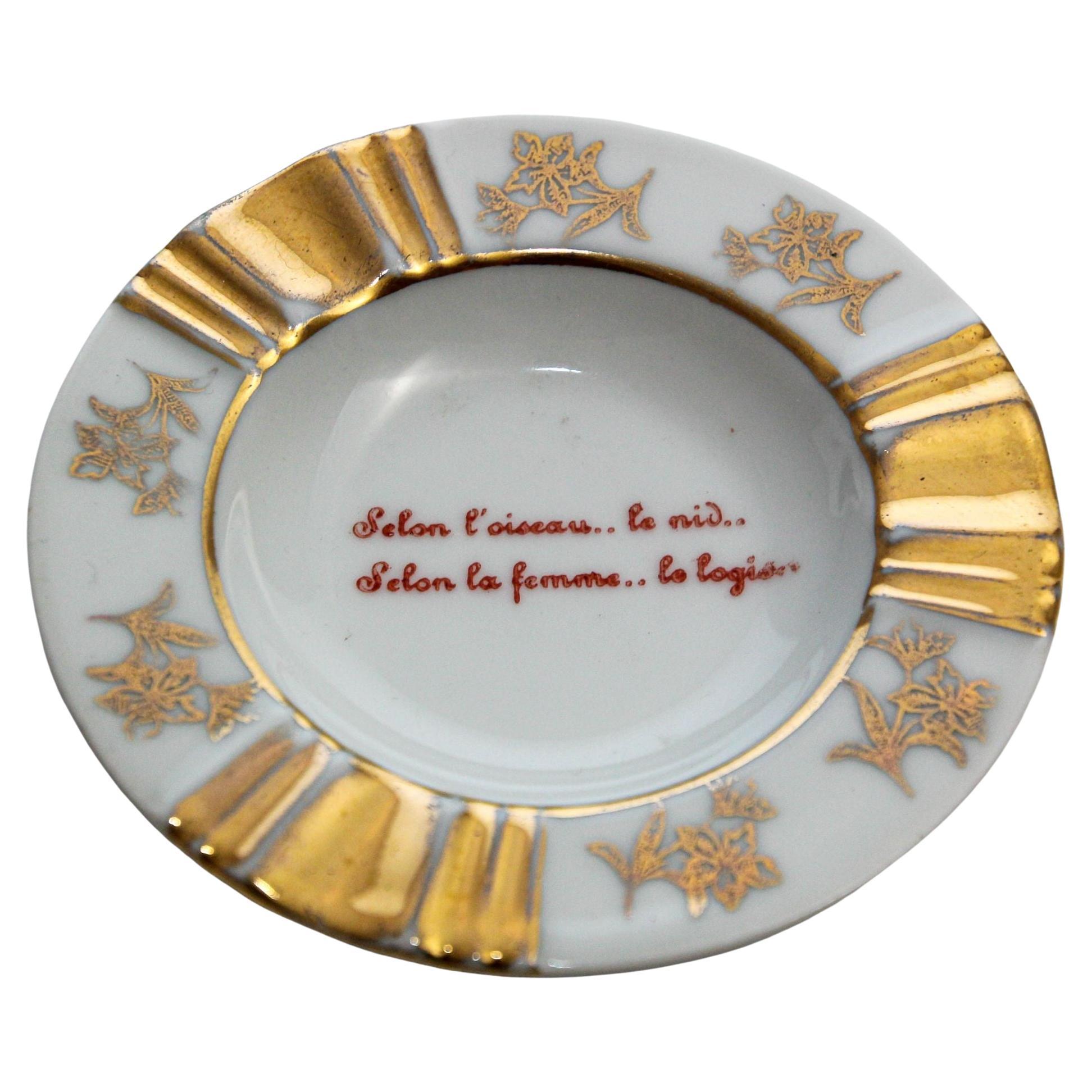 Posacenere in porcellana Limoges dipinto a mano Francia anni '60