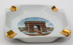 Cendrier Limoges Paris Arc de Triomphe peint à la main France années 1960