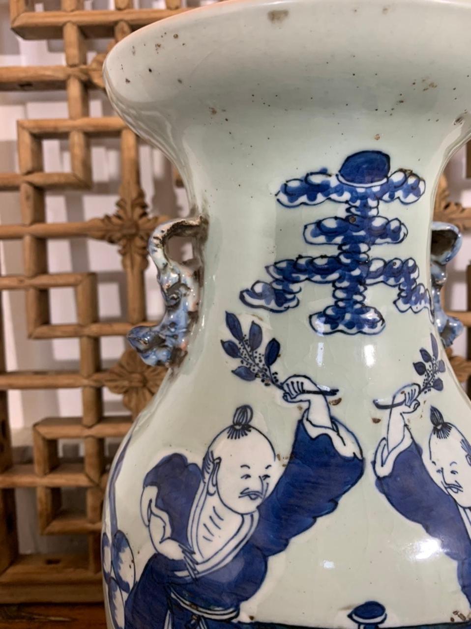 Hand-Painted Porcelain Baluster Vase 