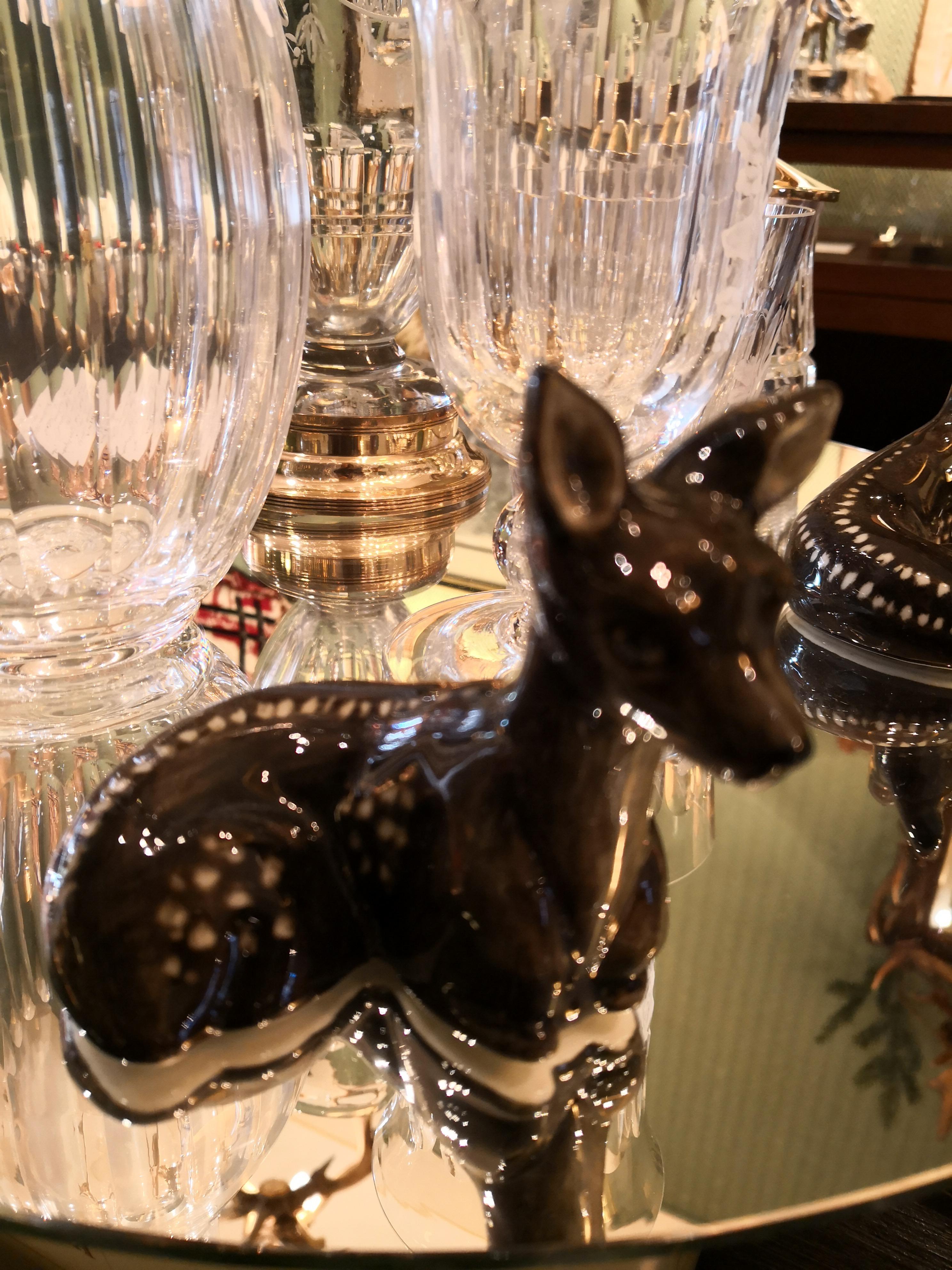 Contemporary Black Forest Hand-Painted Porcelain Bambi Figur Sofina Boutique Kitzbuehel For Sale