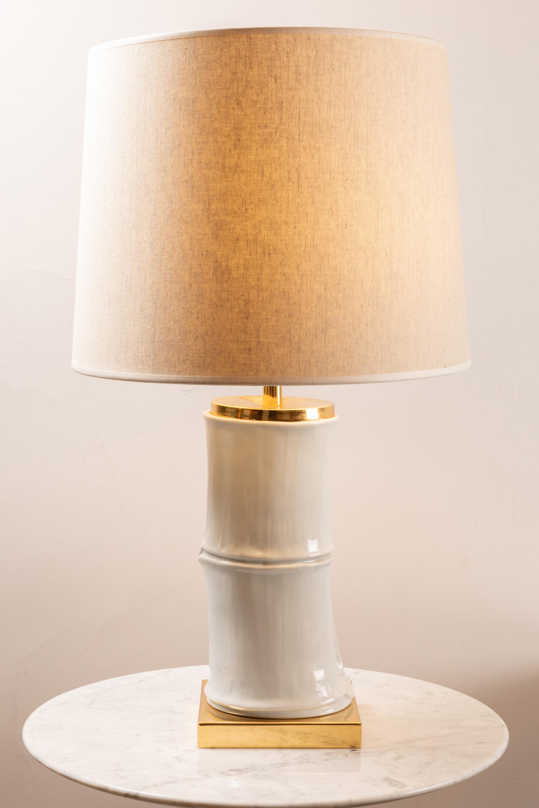 Mid-Century Modern Porcelain Bamboo Lamp, 1960's For Sale