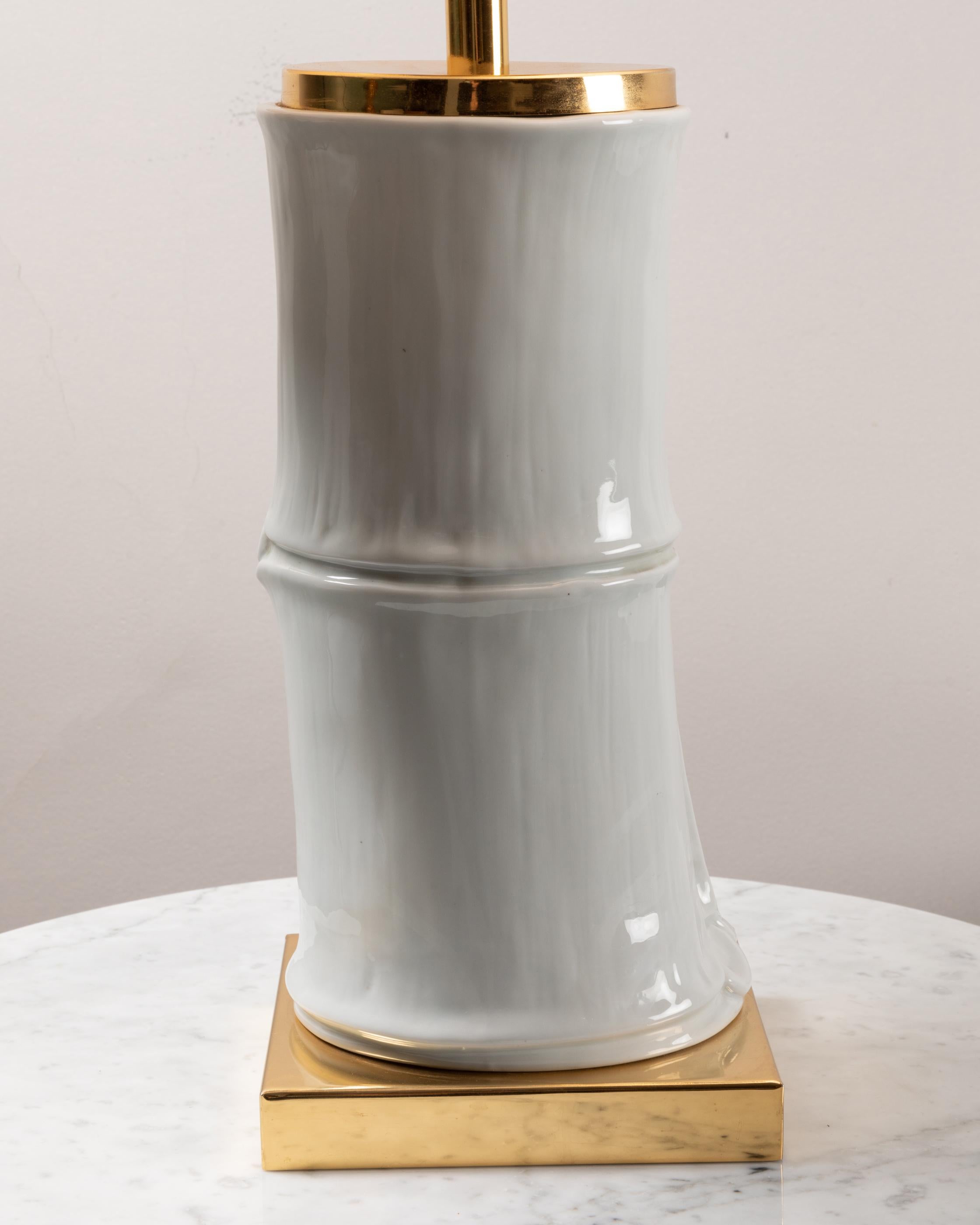 Porcelain Bamboo Lamp, 1960's In Good Condition For Sale In Paris, Ile-de-France