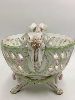 Porcelain Basket with 2 Rams Heads, Vienna