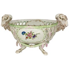 Porcelain Basket with 2 Rams Heads, Vienna
