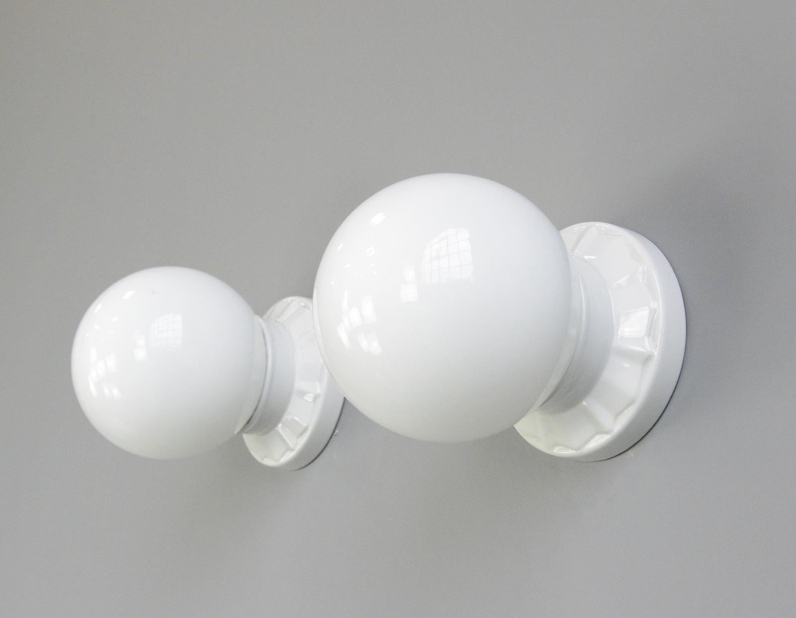 Art Deco Porcelain Bathroom Lights by Siemens & Schukert Circa 1920s
