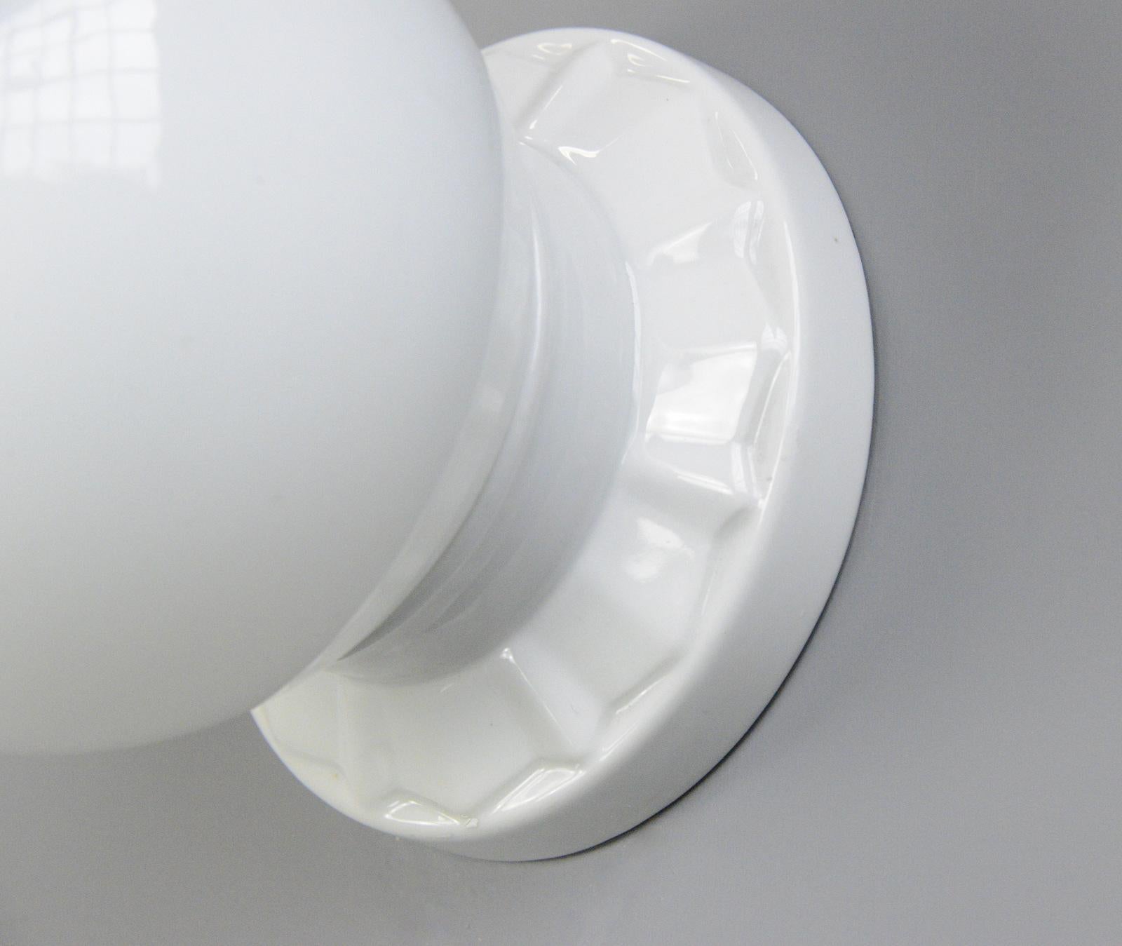 German Porcelain Bathroom Lights by Siemens & Schukert Circa 1920s