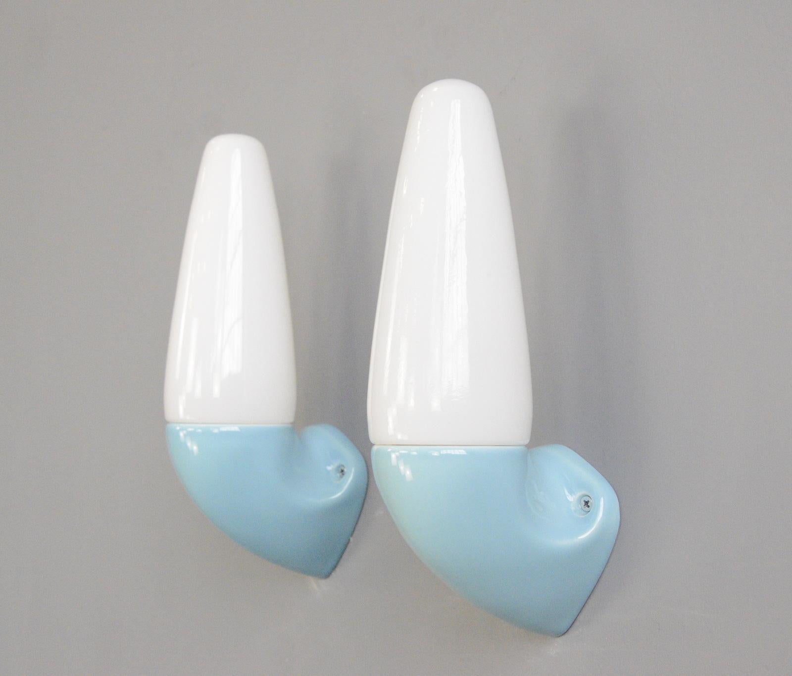 Scandinavian Modern Porcelain Bathroom Lights by Sigvard Bernadotte for Ifo Circa 1950s