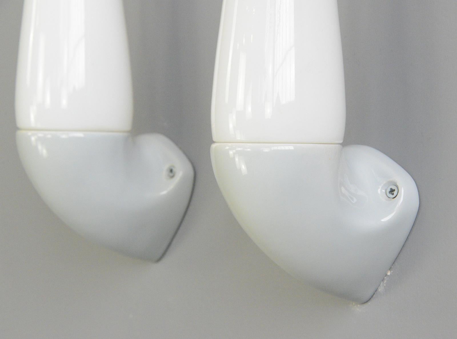 Swedish Porcelain Bathroom Lights by Sigvard Bernadotte for Ifo circa 1950s For Sale