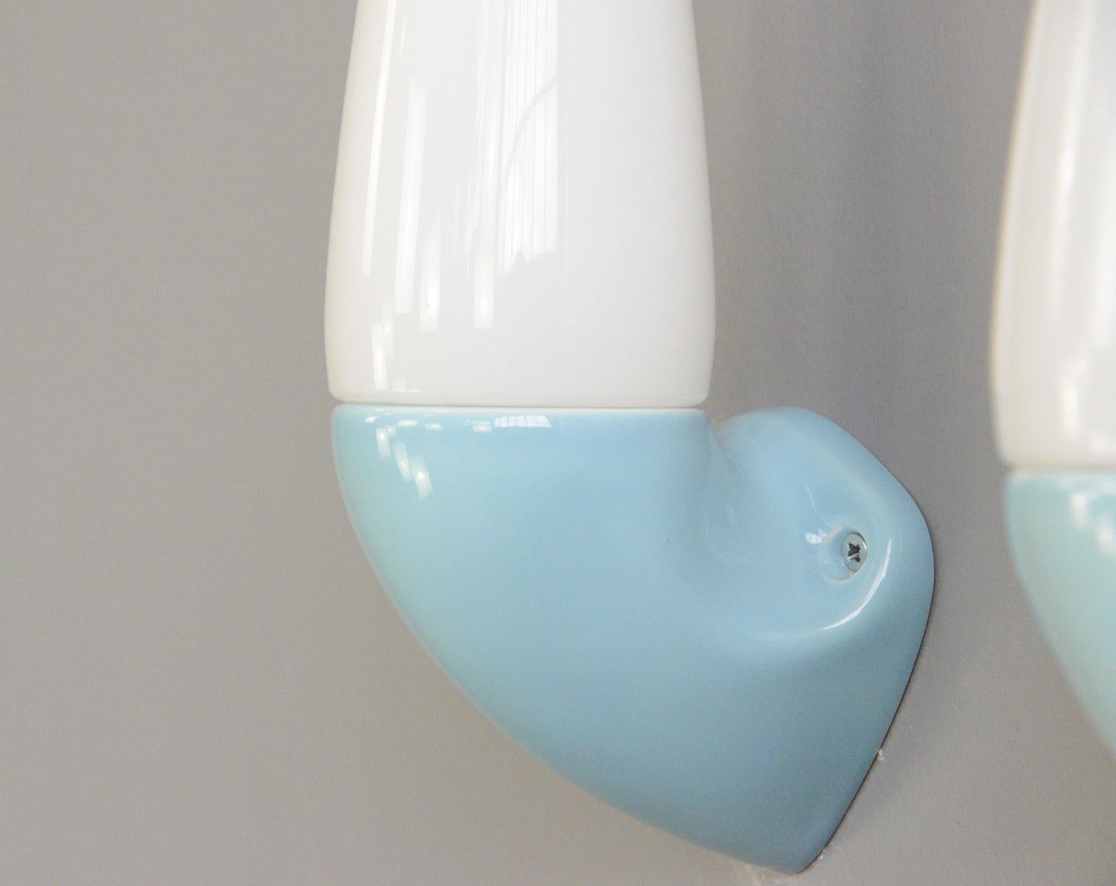 Porcelain Bathroom Lights by Sigvard Bernadotte for Ifo Circa 1950s In Good Condition In Gloucester, GB