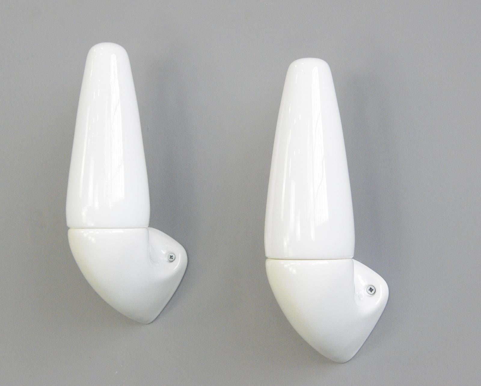 Scandinavian Modern Porcelain Bathroom Lights by Sigvard Bernadotte for Ifo Circa 1950s