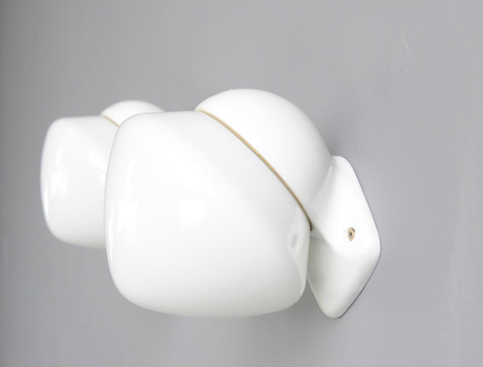 Mid-20th Century Porcelain Bathroom Lights by Sigvard Bernadotte for Ifo, circa 1950s