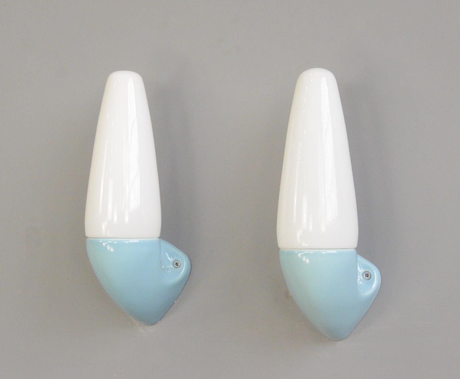 Mid-20th Century Porcelain Bathroom Lights by Sigvard Bernadotte for Ifo Circa 1950s