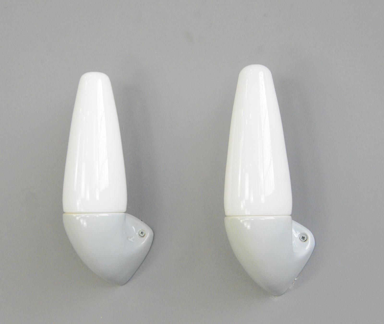 Mid-20th Century Porcelain Bathroom Lights by Sigvard Bernadotte for Ifo circa 1950s For Sale
