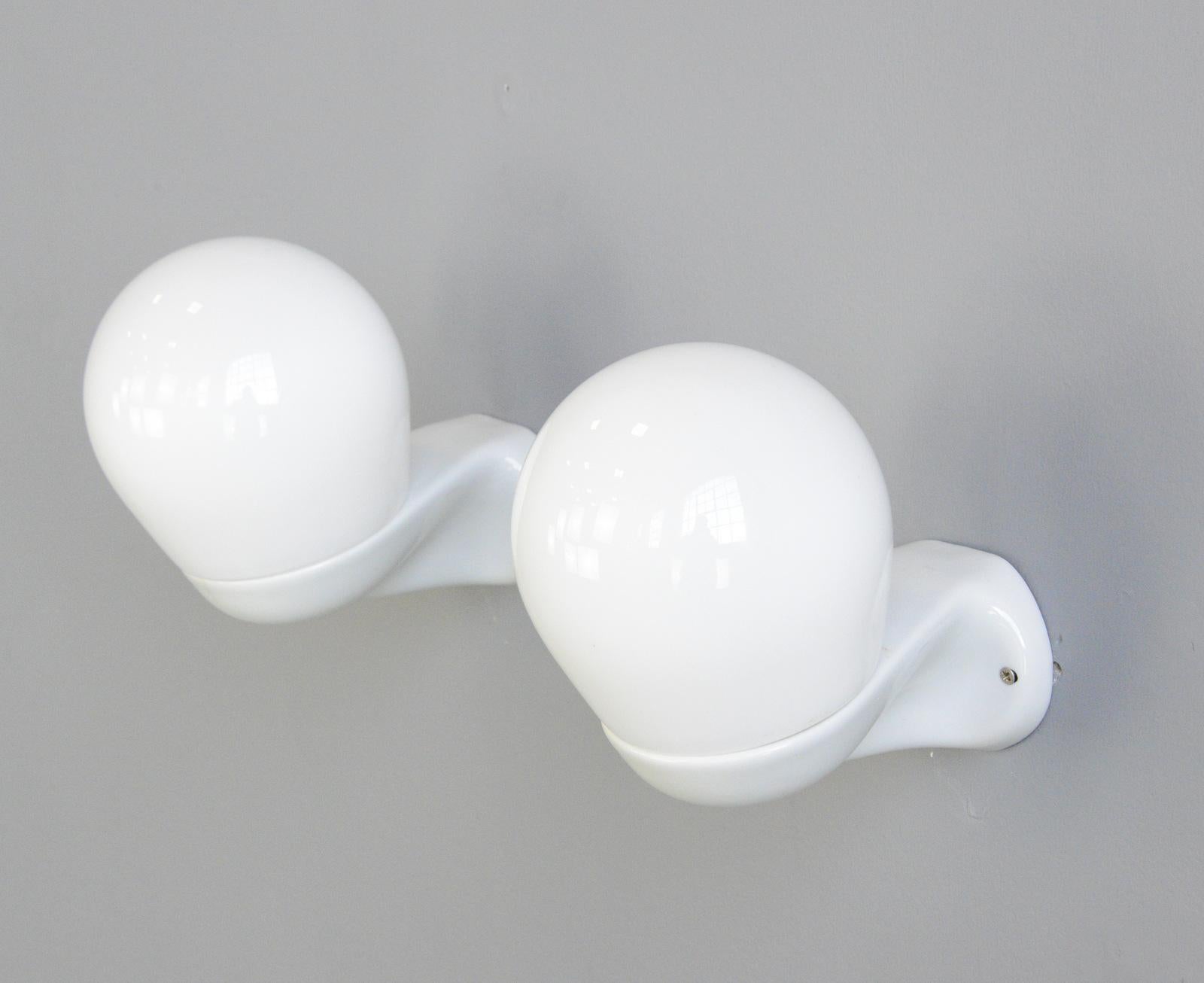 Mid-20th Century Porcelain Bathroom Lights by Wagenfeld for Lindner, circa 1950s