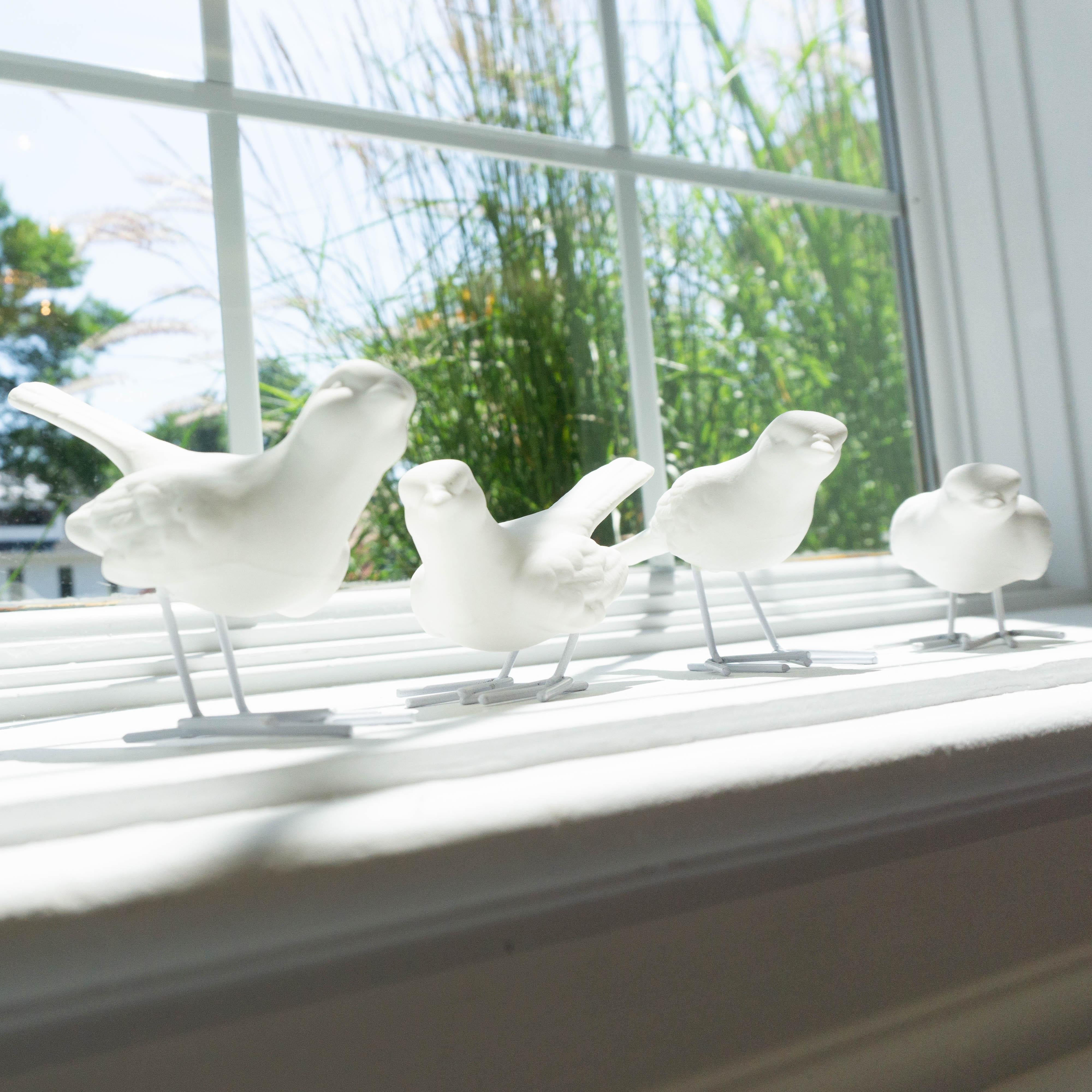 Modern Porcelain Birds with Iron Legs Decoration