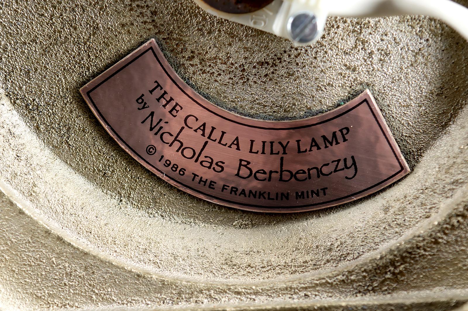 Lampe biscuit « Calla Lily » de Nicholas Berbenczy & Franklin Mint, 1986 en vente 4