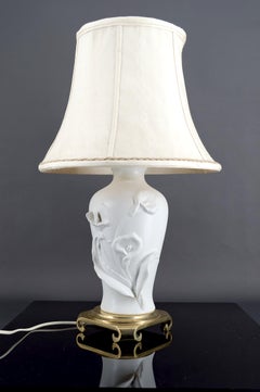 Porcelain Biscuit Lamp, "Calla Lily" by Nicholas Berbenczy & Franklin Mint, 1986