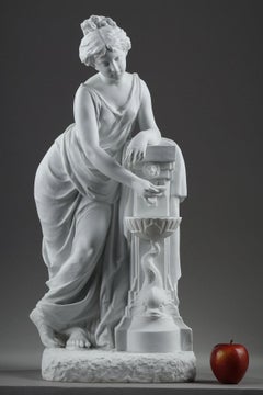 Porcelain biscuit sculpture "Young Woman at the Fountain", by Nicolas Lecorney
