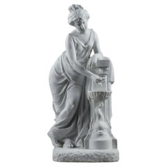Porcelain biscuit sculpture "Young Woman at the Fountain", by Nicolas Lecorney