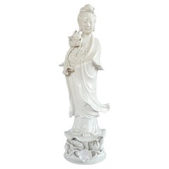 Porcelain Blanc de Chine Guanyin statue, China circa 1900 - 51cm