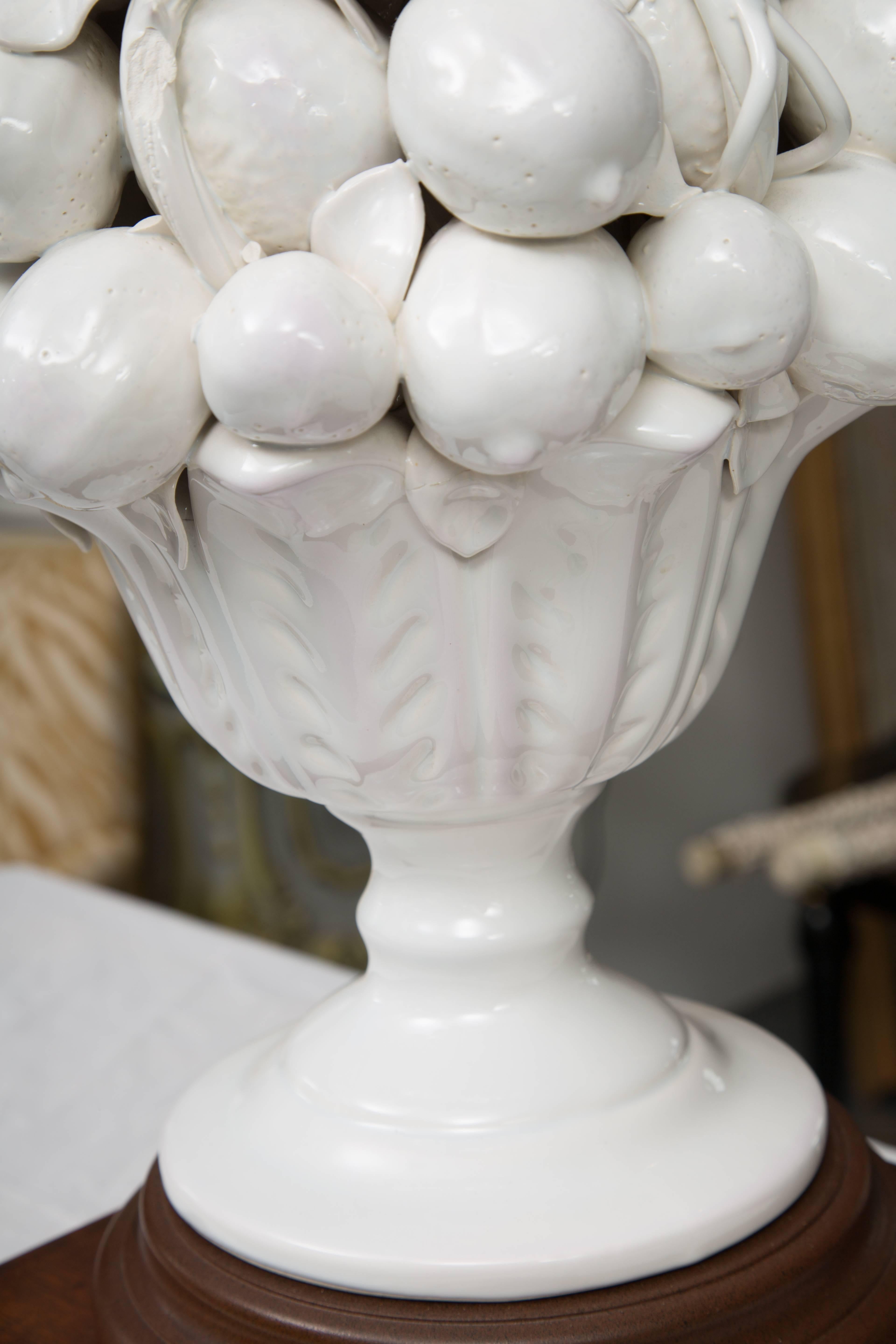 Other Porcelain Blanc de Chine Lemon Cluster in Urn as Table Lamps