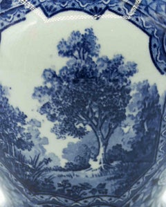 Porcelain Blue Vase by Franz Anton Mehlem, 19th Century