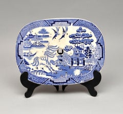 Porcelain Blue and White Vintage Strainer Plate