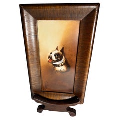 Used Porcelain Boston Bull Terrier Portrait With Stand