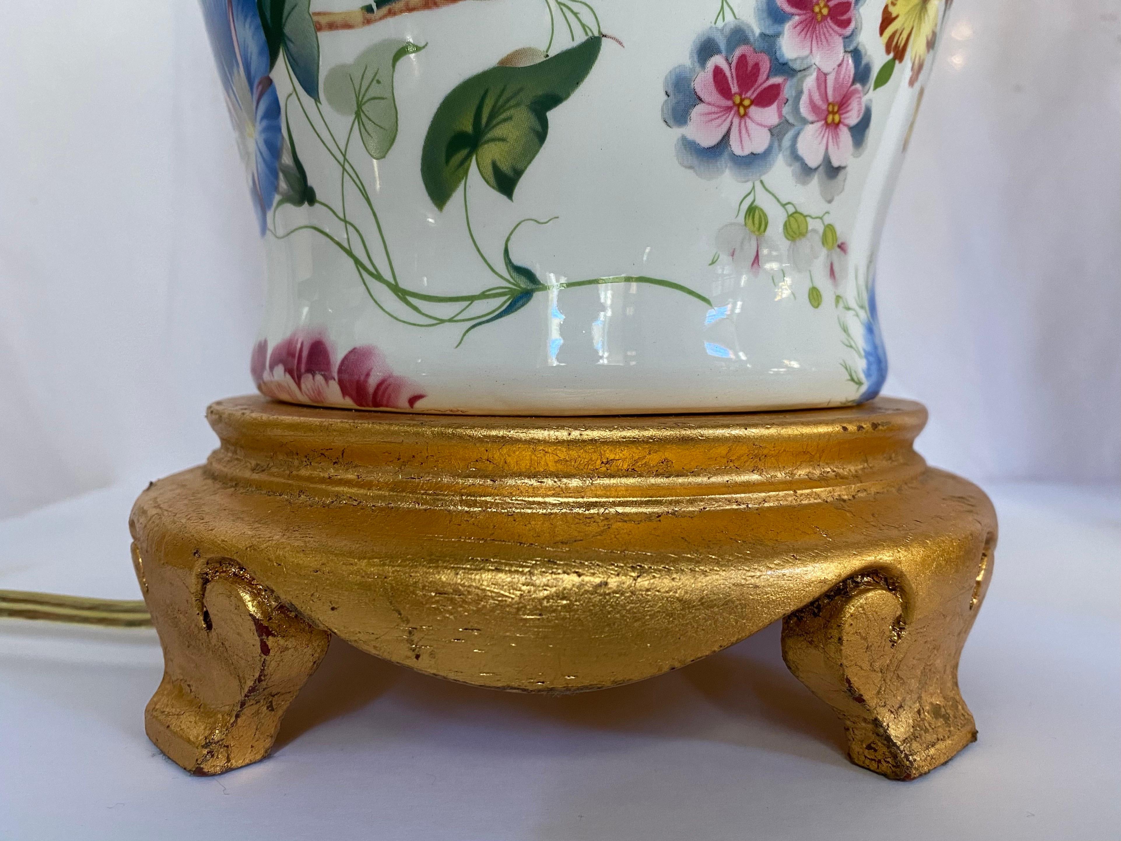 Porcelain Botanical Floral and Gilt Urn Vase Table Lamps by Chelsea House, Pair 5
