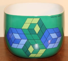 Porcelain Bowl by Rosenthal, Limited Op Art Edition by Victor Vasarely