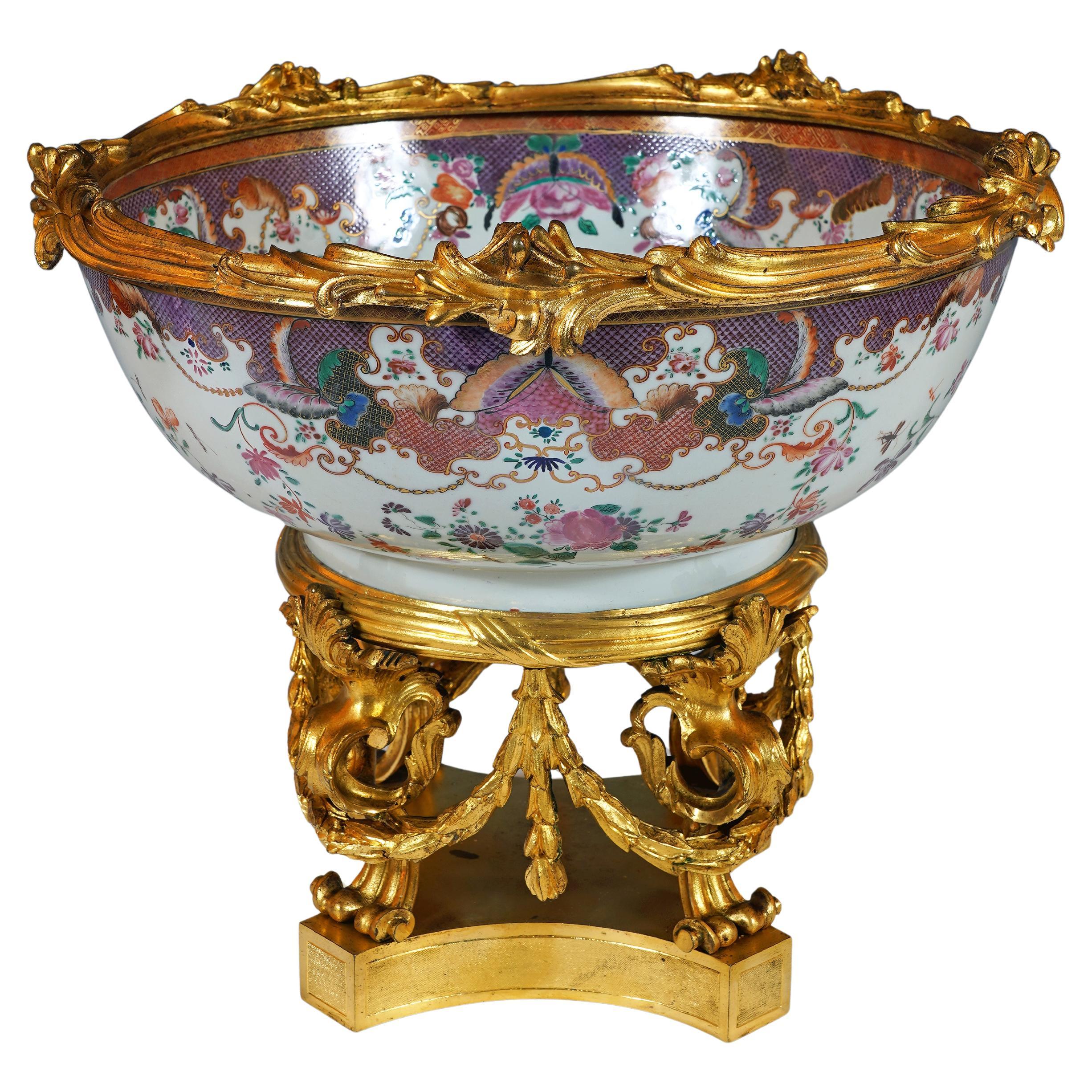 Bol en porcelaine, Compagnie des Indes, France (monture) - Chine, 18e/19e siècle en vente