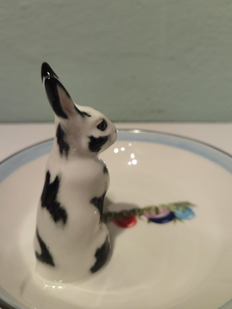 Porcelain Bowl Hand Painted Easter Rabbit Figure Sofina Boutique ...