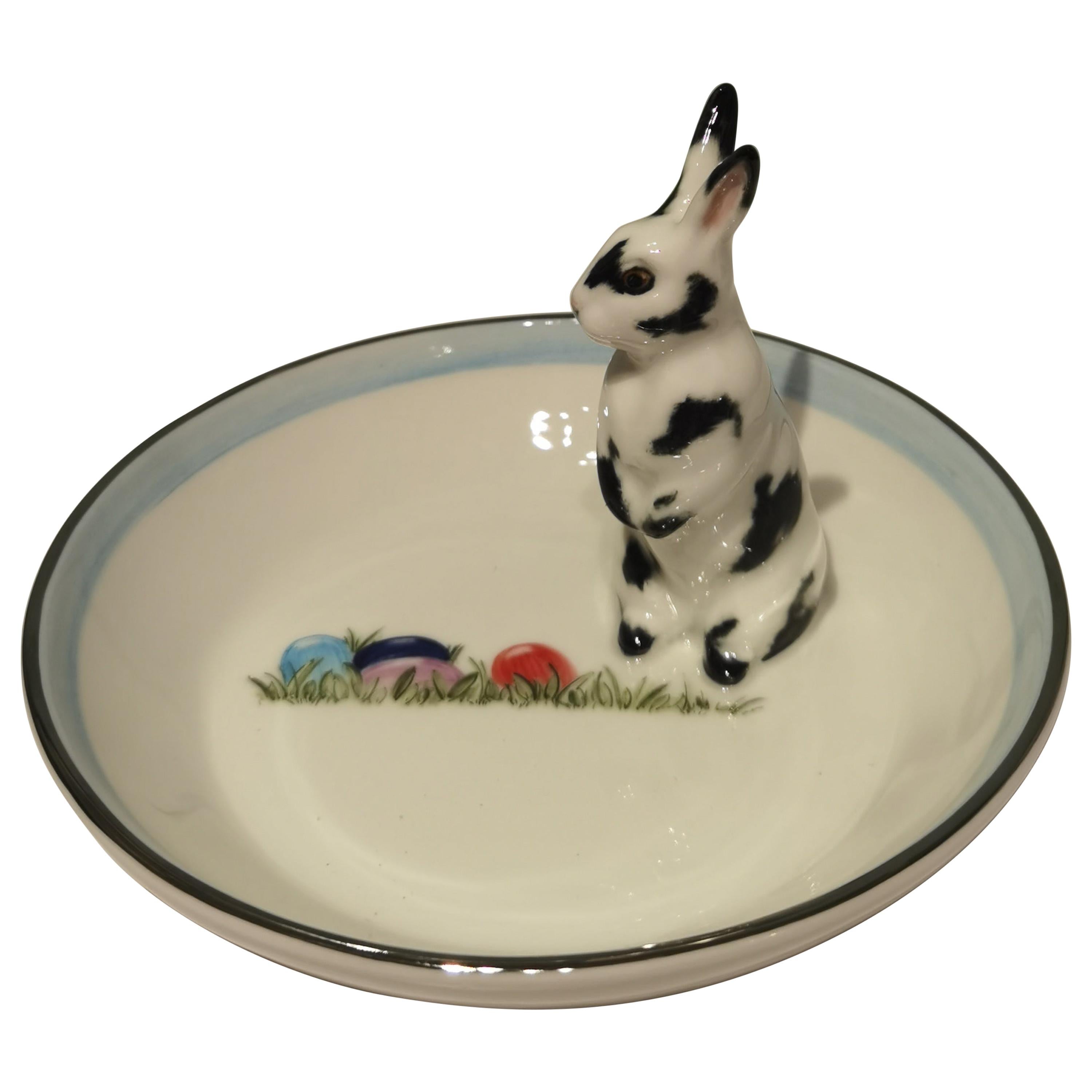 Porcelain Bowl Hand Painted Easter Rabbit Figure Sofina Boutique Kitzbuehel For Sale