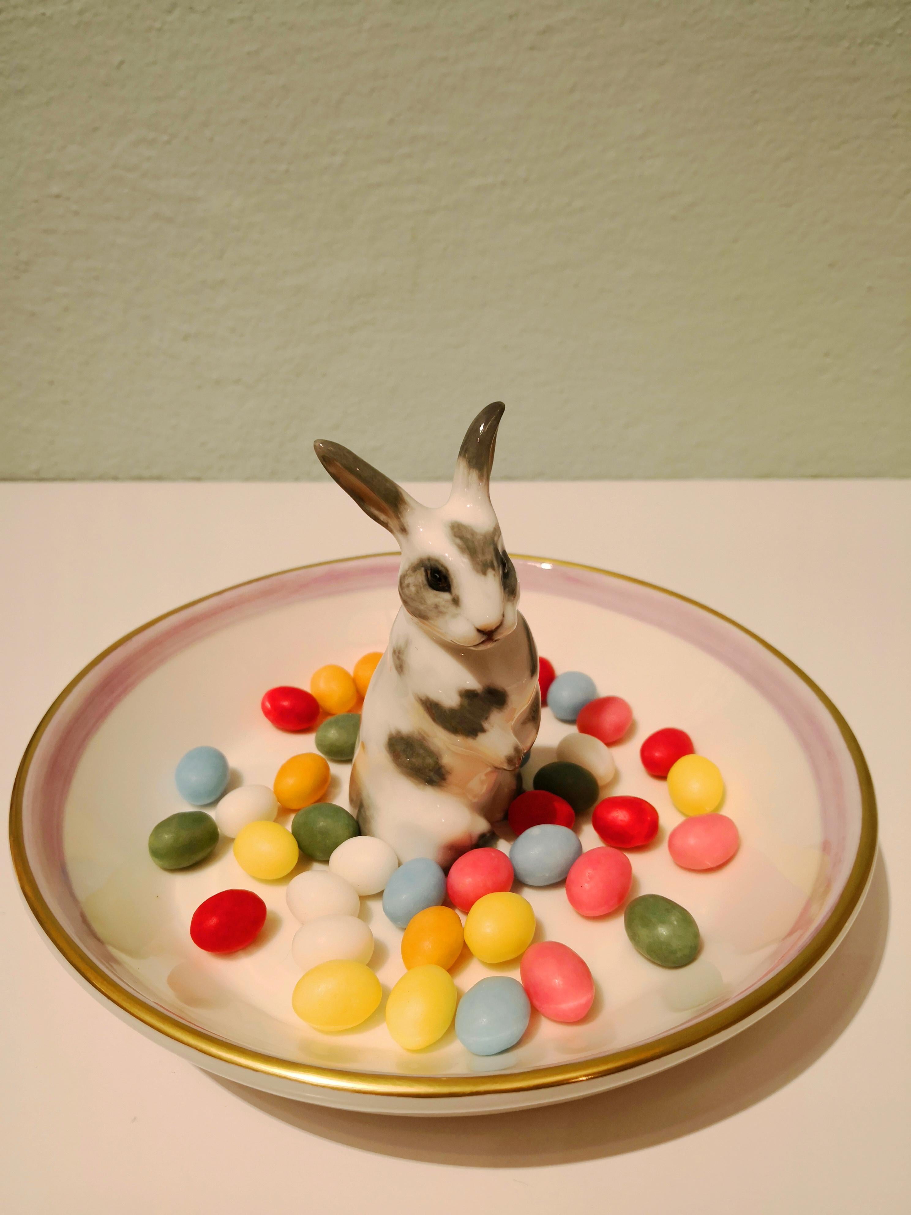 German Country Style Porcelain Bowl Rabbit Figure Sofina Boutique Kitzbuehel For Sale