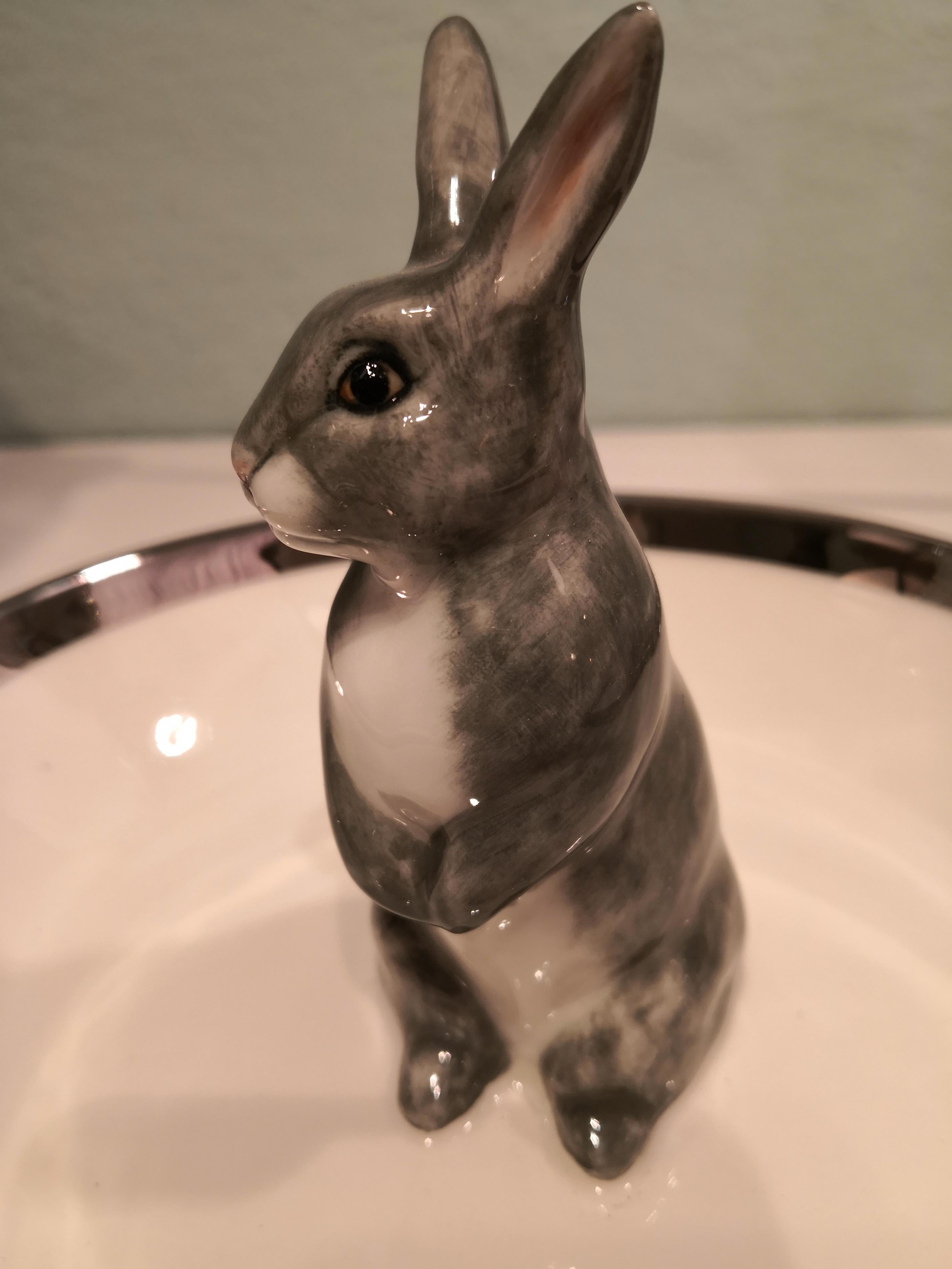 Country Porcelain Bowl Hand Painted with Rabbit Figure Sofina Boutique Kitzbuehel